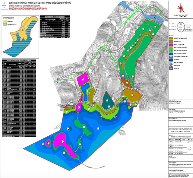 Bản đồ quy hoạch chi tiết x&acirc;y dựng khu du lịch nghỉ dưỡng quốc tế 5 sao Hồ N&uacute;i Cốc.
