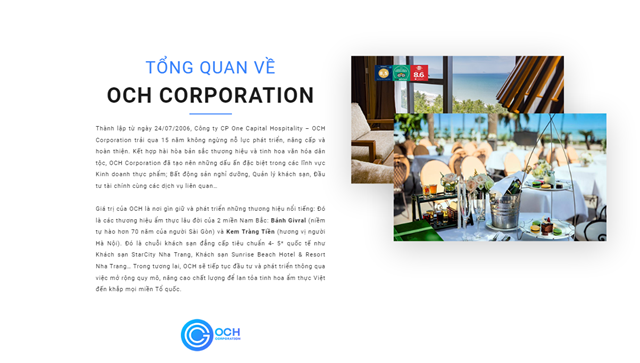 Th&ocirc;ng tin giới thiệu tr&ecirc;n Website của&nbsp;One Capital Hospitality.