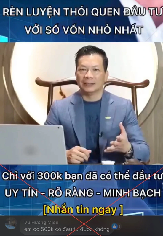 H&igrave;nh ảnh Shark Hưng trong một video bị kẻ xấu tự &yacute; cắt gh&eacute;p để lừa đảo. Ảnh: Tuổi trẻ