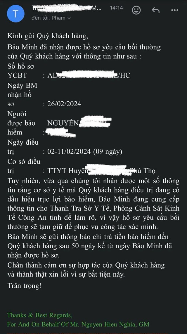 DN bảo hiểm phản hồi lại kh&aacute;ch h&agrave;ng khi &ldquo;nghi ngờ&rdquo; cơ sở y tế điều trị c&oacute; dấu hiệu trục lợi bảo hiểm. Ảnh: NVCC