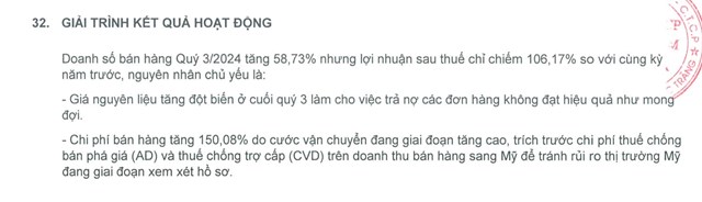 Giải tr&igrave;nh biến động kết quả kinh doanh qu&yacute; III của Sao Ta