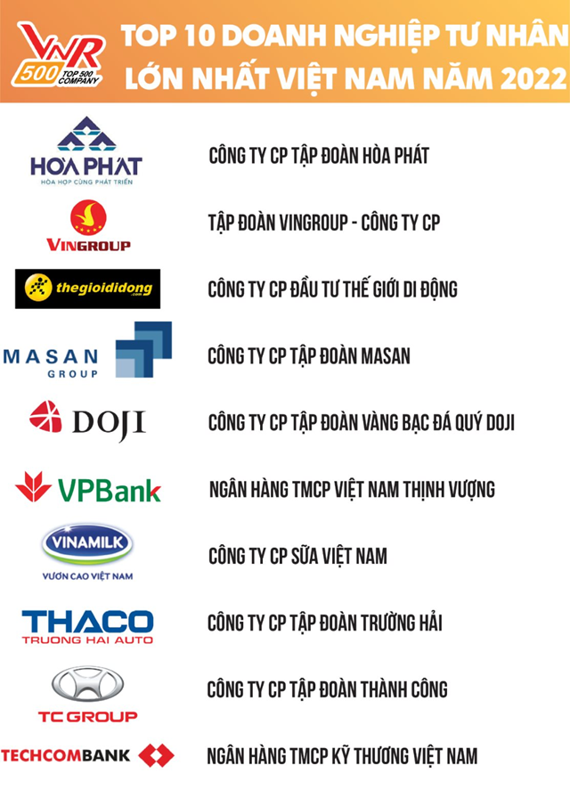 Top 10 doanh nghiệp tư nh&#226;n lớn nhất Việt Nam: H&#242;a Ph&#225;t v&#224; Vingroup đổi ng&#244;i - Ảnh 1