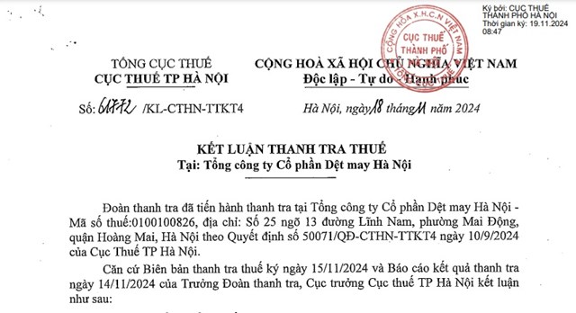 C&#243; l&#227;i sau 9 qu&#253; b&#225;o lỗ, Hanosimex bị điểm loạt vi phạm về thuế - Ảnh 1