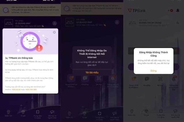 TPBank gặp sự cố khiến h&agrave;ng loạt giao dịch bị gi&aacute;n đoạn.