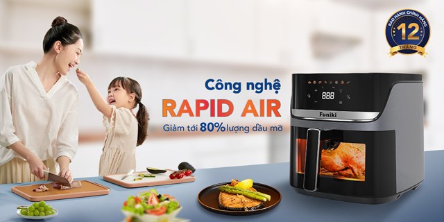 &nbsp;Nồi chi&ecirc;n kh&ocirc;ng dầu Funiki với dung t&iacute;ch lớn 8L lần đầu ra mắt thị trường &nbsp;