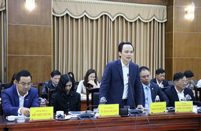 Chủ tịch HĐQT FLC tại buổi l&agrave;m việc ở Quảng Trị. (Ảnh: Cổng TTĐT tỉnh Quảng Trị).