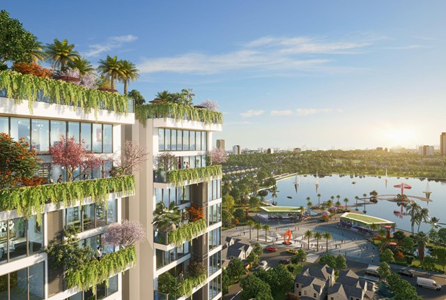 Vườn thẳng đứng Vertical Garden mang n&eacute;t thiết kế độc bản rất ri&ecirc;ng của gần 400 căn hộ tại Sunshine Green Iconic &nbsp;